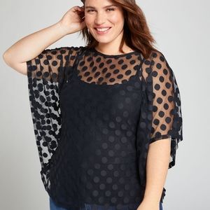LANE BRYANT- CASCADING RUFFLE MESH TOP, size 18/20
